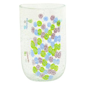 ROSONE 65 Italienische Vase Murano Glas Deko mundgeblasen Blumenvase 925 Blattsilber modern