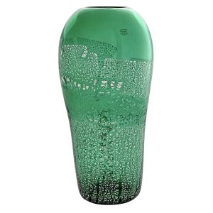 ARGENTO 32 Italienische Vase Murano Glas Deko mundgeblasen Blumenvase vintage 925 Blattsilber