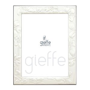 Silberner Fotorahmen - Home deco - Relief breite Blumen glatt