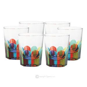 BICCHIERI PIEMONTESE Set 6 Likörgläser handbemalt superior Klangglas Venedig authentisch Made in Italy 