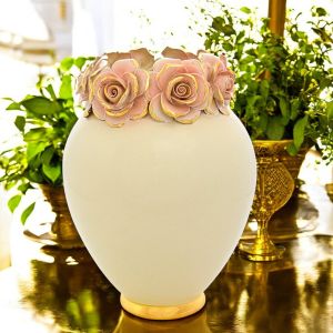 AUREA Italienische Keramik Vase handgemacht 24k Goldfarbe Barockstil handbemalt
