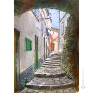 GASSE VON FORENZA Acrylgemälde auf Leinwand modern Made in Italy