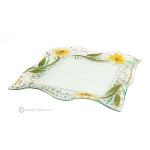 GERBERA – Tablett, Servierplatte, Tafelaufsatz aus Kunstglas, handgefertigt