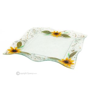 SUNFLOWER – Tablett, Servierteller, Tafelaufsatz aus Kunstglas, handgefertigt