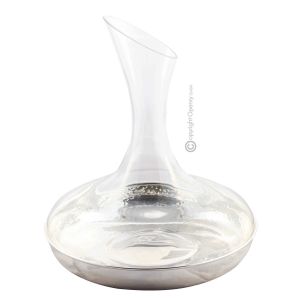 DEKANTER MIT SILBERTEN BODEN Weindekanter Wasserdekanter in eleganter Kombination aus Kristall und Versilbert Edelmetalle Handarbeit Made in Italy *1,5l