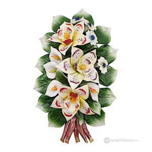 ORCHIDEEN - Blumenzweig zum Aufhängen, feines Capodimonte-Porzellan, dekorativ