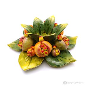 GRANATAPFEL-KERZENHALTER – Tischdekoration aus Capodimonte-Keramik