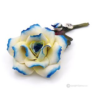 BLAUE ROSE – Hängeblume aus Capodimonte-Porzellan, handgefertigt, hochwertig