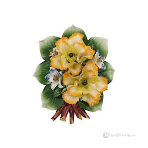 MOHNBLUMEN Wandzweig, feines Capodimonte-Porzellan, handgefertigt, modern