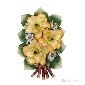 Mohnblumen-Wandzweig, exklusiv aus Capodimonte-Porzellan, handgefertigt
