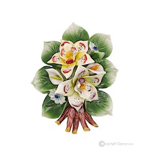 ORCHIDEEN - Blumenzweig zum Hängen, feines Capodimonte-Porzellan, handgefertigt
