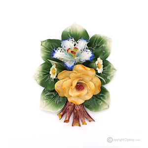 ROSENORCHIDEEN - Blumenzweig für die Wand, feines Capodimonte-Porzellan, handgefertigt