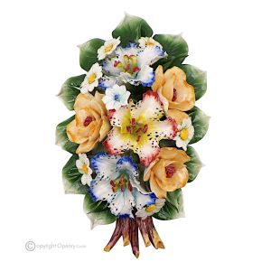 ROSENORCHIDEEN - Blumenzweig für die Wand, feines Capodimonte-Porzellan, florales Design
