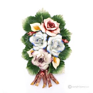 CALLE ROSE - Blumenzweig für die Wand, feines Capodimonte-Porzellan, handgefertigt