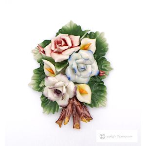 CALLE ROSE - Blumenzweig zum Aufhängen, feines Capodimonte-Porzellan, handgefertigt
