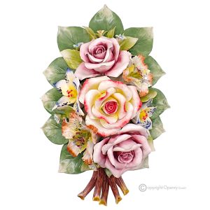 ROSEN - Florale Wandkomposition, hochwertige Capodimonte-Keramik, handgefertigt.