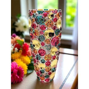 LISBOA Handbemalte Kristallvase, raffinierte 24-Karat-Golddetails