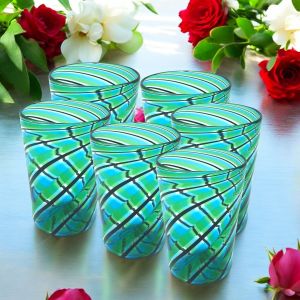 ACQUA CANNE Set 6 Tumbler Trinkgläser aus Muranoglas Made in Italy