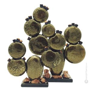 KAKTUS mundgeblasenes Muranoglas Blattgold 24K authentisches Made in Italy
