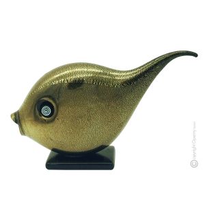FISCH mundgeblasenes Muranoglas Blattgold 24K authentisches Made in Italy