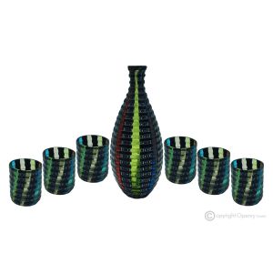 LIKÖRGLÄSER MURRINE Set 6 Shot Gläser mit Flasche aus Muranoglas Made in Italy