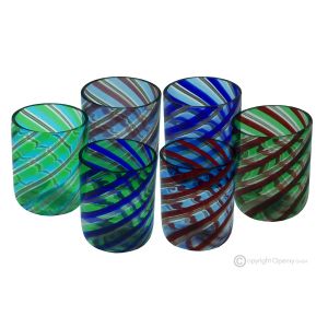 LIKÖRGLÄSER FADENGLAS Set 6 Shot Gläser aus Muranoglas Made in Italy