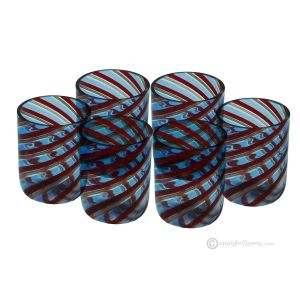 LIKÖRGLÄSER FADENGLAS Set 6 Shot Gläser aus Muranoglas Made in Italy