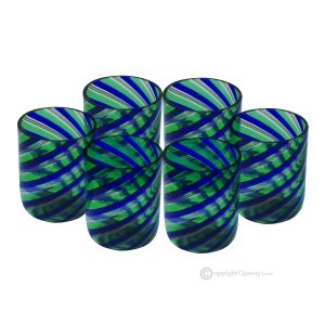 LIKÖRGLÄSER FADENGLAS Set 6 Shot Gläser aus Muranoglas Made in Italy