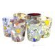 BICCHIERI LIQUORE ARLECCHINO Set 6 Likörgläser Gläser authentisches mundgeblasenes Murano-Glas mit Murrine und 925er Blattsilber Made in Italy