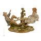 KINDER SPIELEN SCHAUKEL Italienische Porzellan Figur handbemalt talienisches Design Wohnkultur
