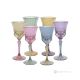 Set mit 6 authentischen handbemalten Stiel-Likörgläsern aus hochwertigem Glas. Mehrfarbig 