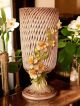 SOLARE Italienische Keramik Vase handgemacht 24k Goldfarbe Blumen Barockstil handbemalt