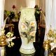 ILLUSTRO Italienische Keramik Vase handgemacht 24k Goldfarbe Blumen Barockstil handbemalt