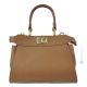 JOLIE Damen Handtasche und Umhängetasche aus echtem handgefertigtem Leder Cognac