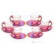HAPPY Set aus 6 Espressotassen mit handbemalter Untertasse aus Tonglas