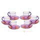 HAPPY Set aus 6 Espressotassen mit handbemalter Untertasse aus Tonglas