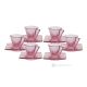 DEBBY Set aus 6 handbemalten Espressotassen und Untertassen aus hochwertigem Glas.