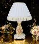 LAMPE Tischlampe Abat-jour Tischluechte  Keramik im Barockstil mit Details aus 24 Karat Gold Made in Italy