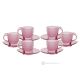 MOM Set mit 6 handbemalten Cappuccino-Tassen und Untertassen aus hochwertigem Glas.