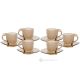 MOM Set mit 6 handbemalten Cappuccino-Tassen und Untertassen aus hochwertigem Glas.