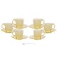 MOM Set mit 6 handbemalten Cappuccino-Tassen und Untertassen aus hochwertigem Glas.