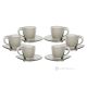 MOM Set mit 6 handbemalten Cappuccino-Tassen und Untertassen aus hochwertigem Glas.