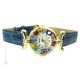 LADY ORO 3 Murano Glas Schmuck Damenarmbanduhr Lederarmband Venedig Stil stilvoll elegant