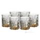 Set mit 6 authentischen, modernen, handbemalten Wassergläsern aus hochwertigem Glas.