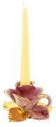 PORTACANDELE ROSA Kerzenhalter Keramik Kreationen Barock Stil 24k Gold Deko Made Italy